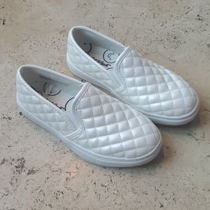 Girls Quilted White Slip ons Shoes Sneakers